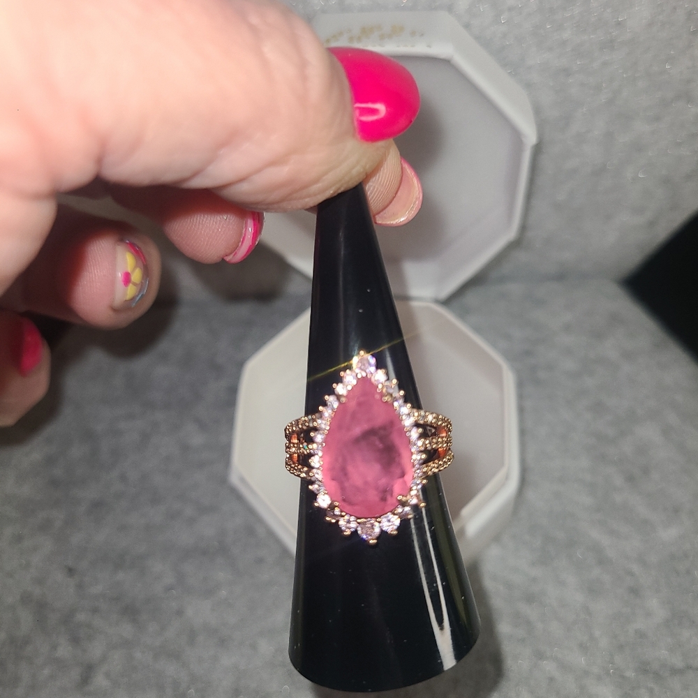 Pink Gemstone Ring with Gold Band